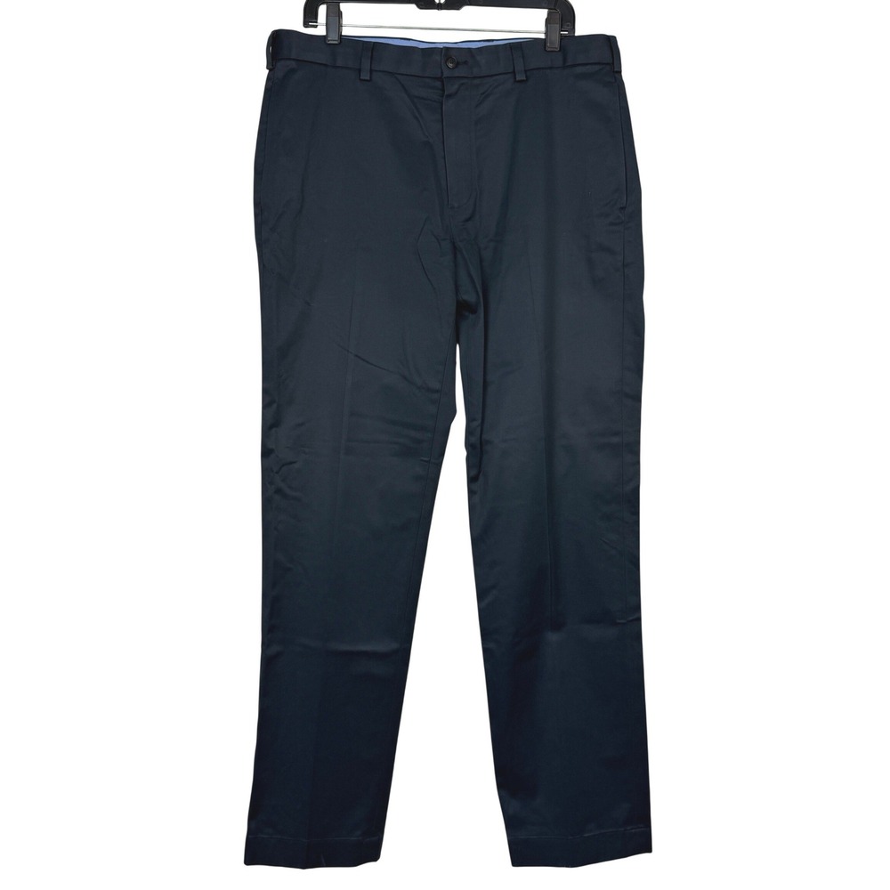 Brooks Brothers Clark Fit Advantage Pants Mens 35x32 Cotton Stretch Navy Blue